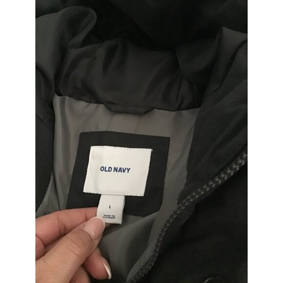 OLD NAVY-MENS GREY BUTTON/ZIP-UP CLOSURE POCKETS HOODIE PUFFER JACKET SIZE LARGE - Picture 3 of 7